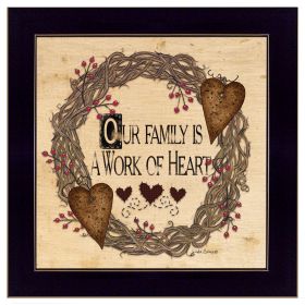 "Our Family is a work of the Heart" Linda Spivey, Ready to Hang Framed Print, Black Frame