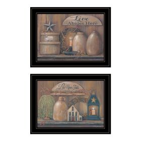 "Love Never Fails" 2-Piece Vignette By Pam Britton, Ready to Hang Framed Print, Black Frame
