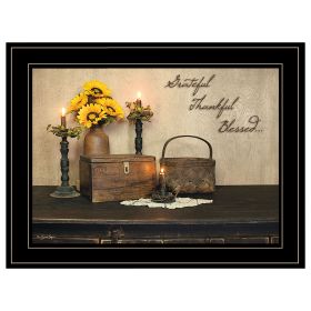 "Grateful, Thankful, Blessing" By Susie Boyer, Ready to Hang Framed Print, Black Frame