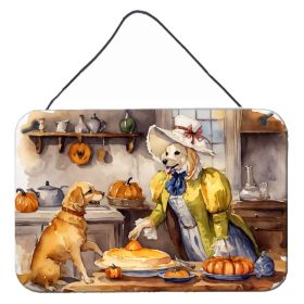 NEW Yellow Lab Fall Kitchen Pumpkins Wall or Door Hanging Prints Aluminum Metal Sign Kitchen Wall Bar Bathroom Plaque Home Decor, 8HX12W, Multico