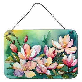 NEW Louisiana Magnolias in Watercolor Wall or Door Hanging Prints Aluminum Metal Sign Kitchen Wall Bar Bathroom Plaque Home Decor, 8HX12W, Multic