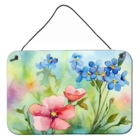 NEW Alaska Forget-me-nots in Watercolor Wall or Door Hanging Prints Aluminum Metal Sign Kitchen Wall Bar Bathroom Plaque Home Decor, 8HX12W