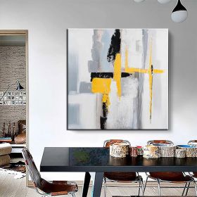 Hand Painted Oil Paintings Black and white gold Modern Abstract Oil Paintings On Canvas Wall Art Decorative Picture Living Room Hallway Bedroom L (style: 1.0, size: 60x60cm)