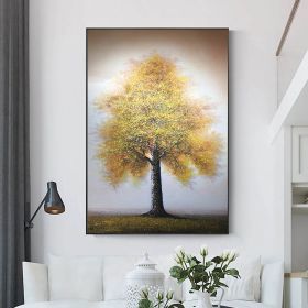 Hand Painted Oil Painting Original Tree Painting on Canvas Large Abstract Gold Big Tower Tree Landscape Acrylic Oil Painting Modern Living Room W (style: 1.0, size: 60X90cm)