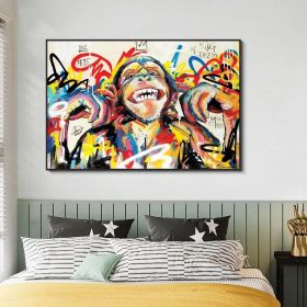 Hand Painted Oil Painting Abstract Portrait Wall Art Hand painted-Laughing Monkey Oil Paintings On Canvas-Hand Made Wall Graffiti-For Home Decora (style: 1.0, size: 90x120cm)