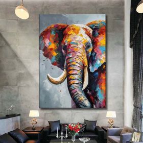 Hand Painted Oil Painting Boho Wall decor Colorful elephant Oil Painting on Canvas animal painting art large 3d wall art original painting Textur (style: 1.0, size: 150x220cm)
