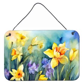 NEW Daffodils in Watercolor Wall or Door Hanging Prints Aluminum Metal Sign Kitchen Wall Bar Bathroom Plaque Home Decor, 8HX12W, Multicolor (Default: Default)