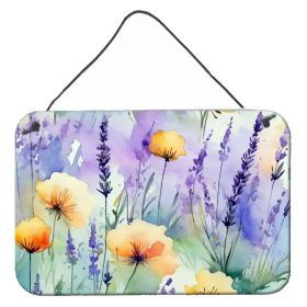 NEW Lavender in Watercolor Wall or Door Hanging Prints Aluminum Metal Sign Kitchen Wall Bar Bathroom Plaque Home Decor, 8HX12W, Multicolor (Default: Default)