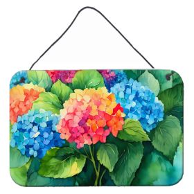 NEW Hydrangeas in Watercolor Wall or Door Hanging Prints Aluminum Metal Sign Kitchen Wall Bar Bathroom Plaque Home Decor, 8HX12W, Multicolor (Default: Default)