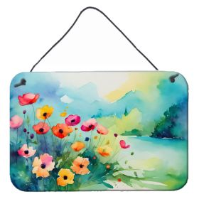 NEW Anemones in Watercolor Wall or Door Hanging Prints Aluminum Metal Sign Kitchen Wall Bar Bathroom Plaque Home Decor, 8HX12W, Multicolor (Default: Default)